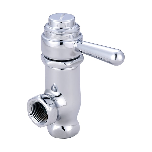 Self-Close Angle Stop, NPT, Polished Chrome, Connection Size: 3/8"